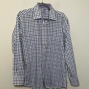 English Laundry Men’s Check Dress Shirt Flip Cuff Sz 16.5 34/35 work office